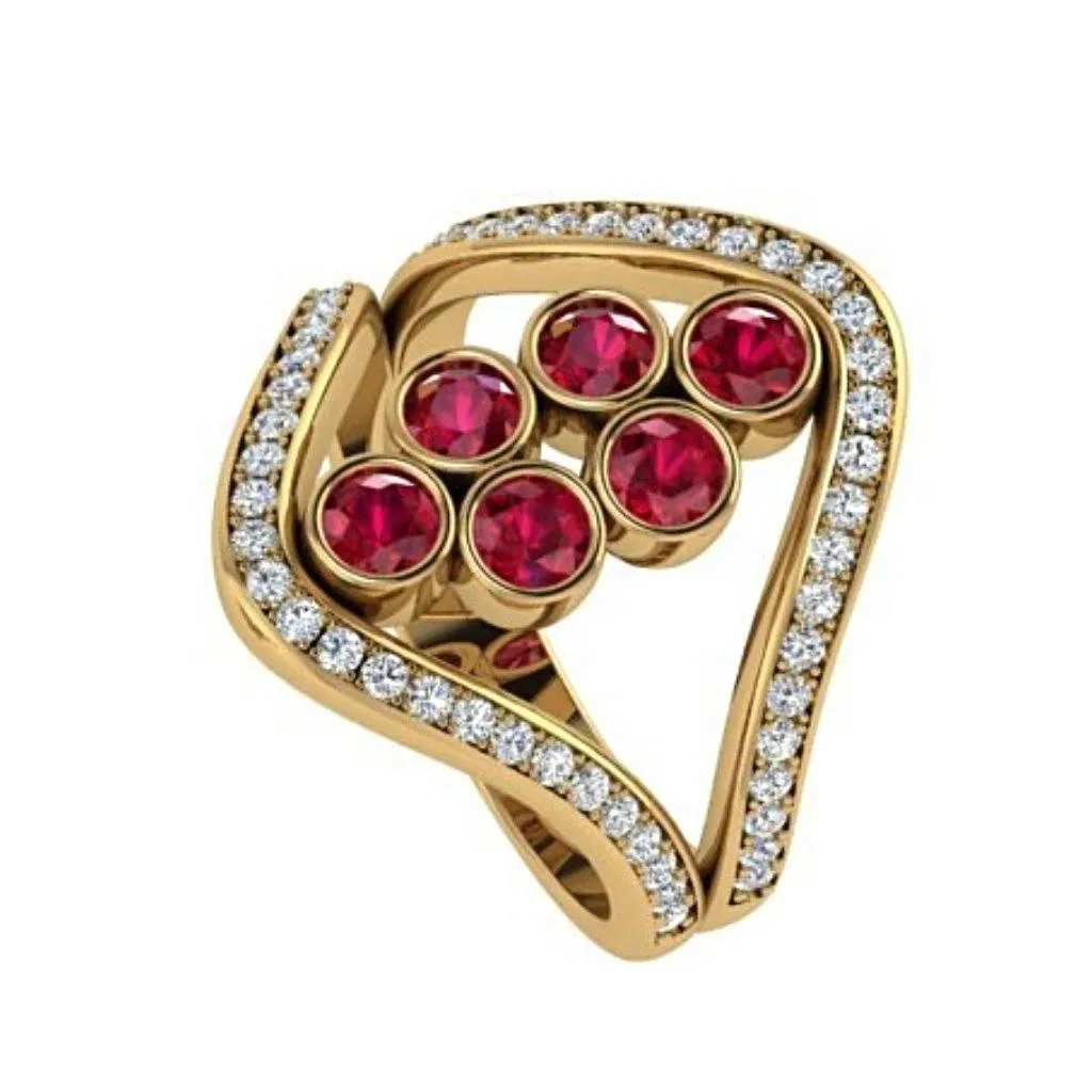 Ruby and Diamond  Ring 18K Yellow Gold