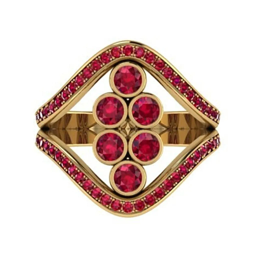 Ruby and Diamond  Ring 18K Yellow Gold