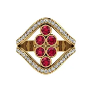 Ruby and Diamond  Ring 18K Yellow Gold