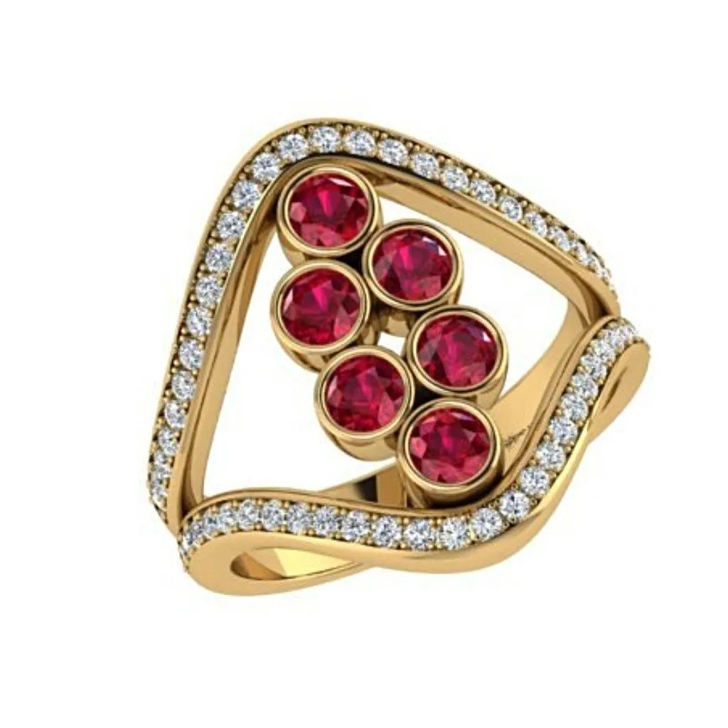 Ruby and Diamond  Ring 18K Yellow Gold