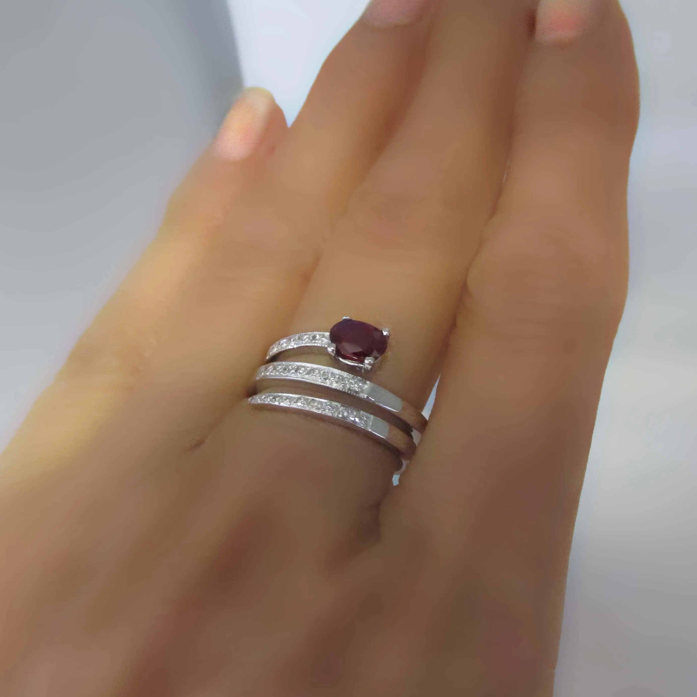 Ruby and Diamond Ring Band White Gold