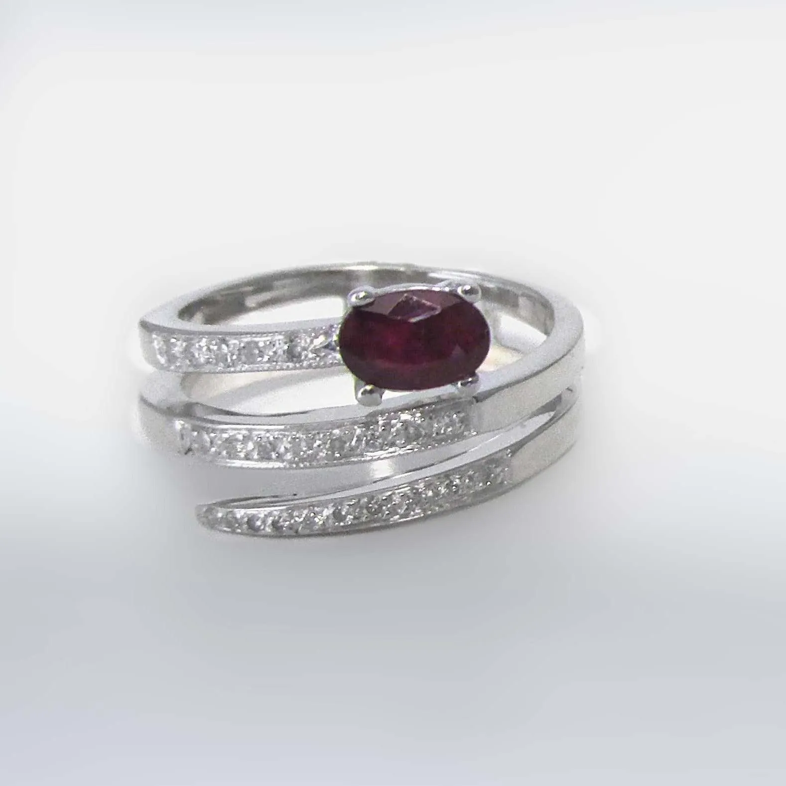 Ruby and Diamond Ring Band White Gold