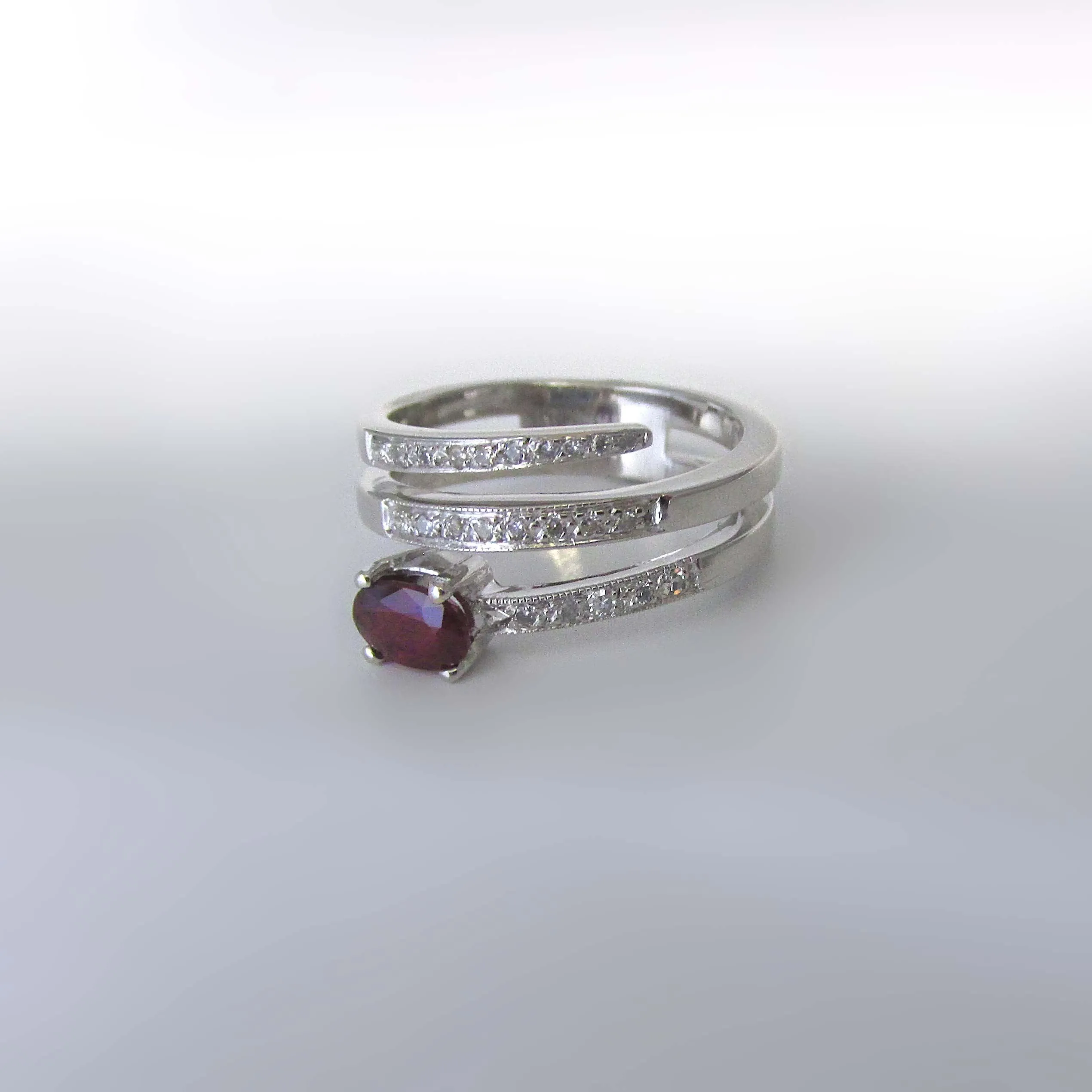 Ruby and Diamond Ring Band White Gold