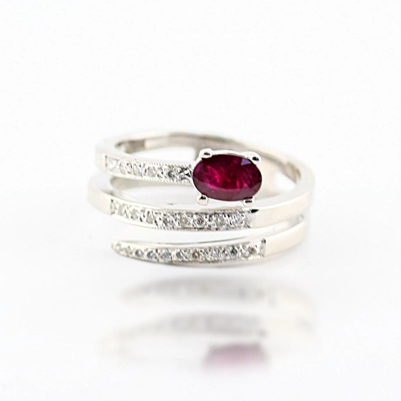 Ruby and Diamond Ring Band White Gold