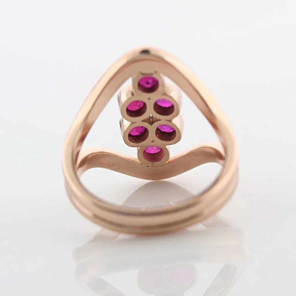 Ruby and Diamond Split Shank Ring 18K Yellow Gold