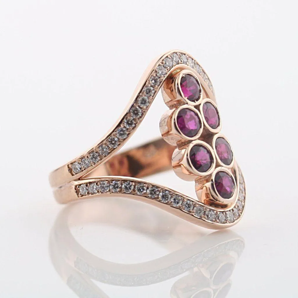 Ruby and Diamond Split Shank Ring 18K Yellow Gold