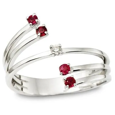 Ruby and Diamond Wrap Ring White Gold