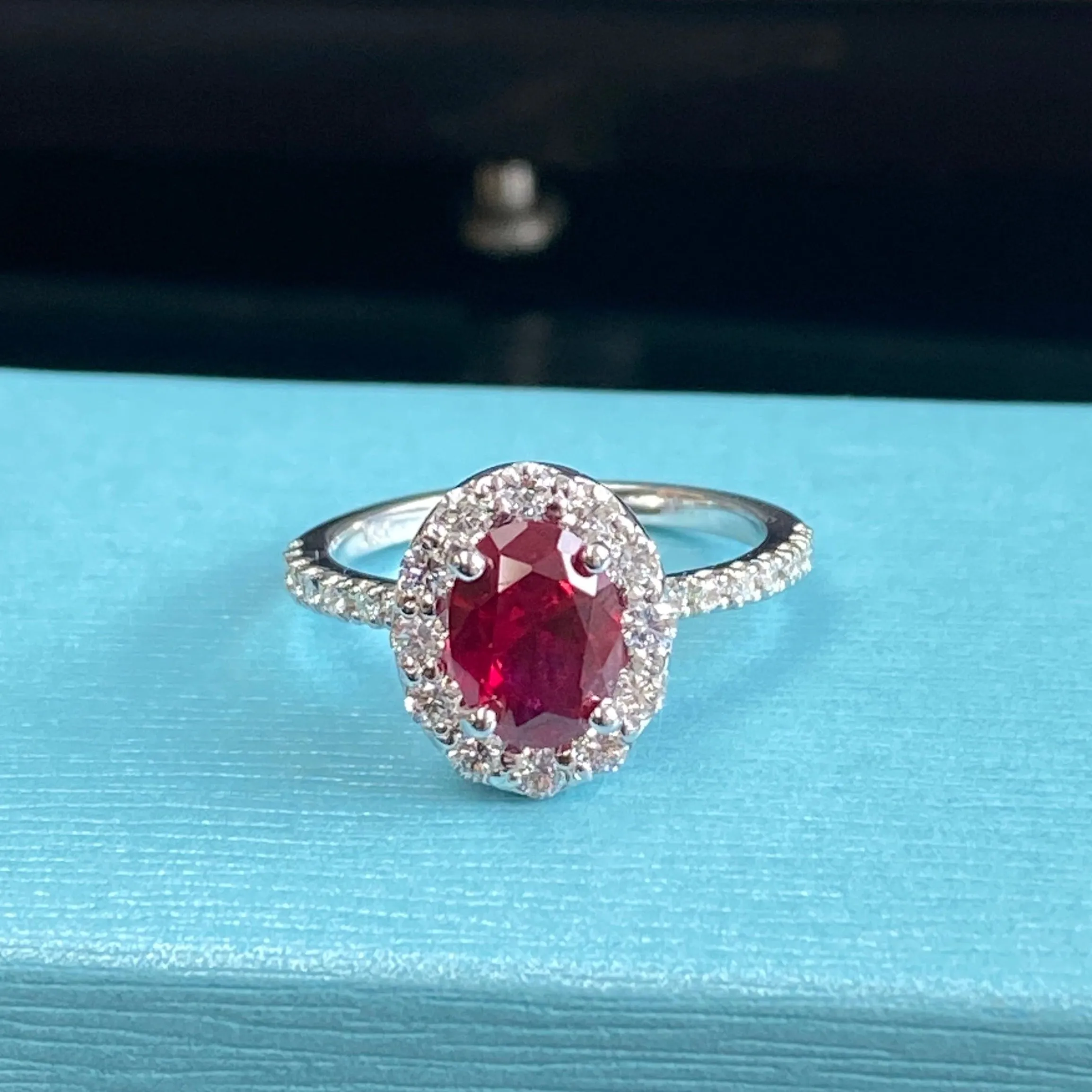 Ruby Engagement Ring Bridal Set