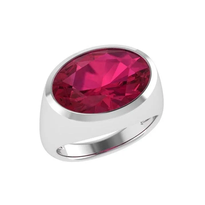 Ruby Gemstone Oval Ring 14K Gold