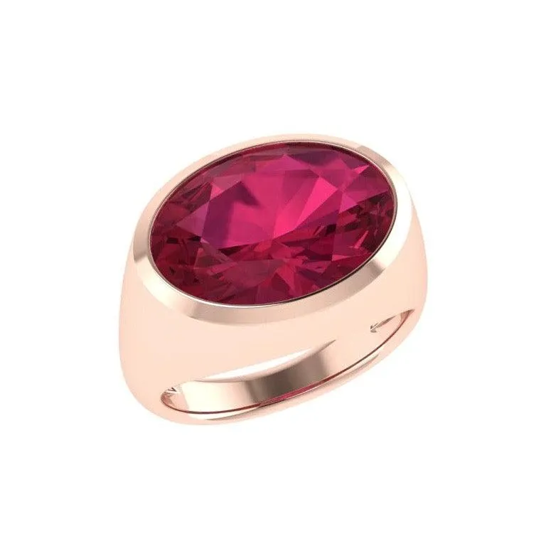 Ruby Gemstone Oval Ring 14K Gold