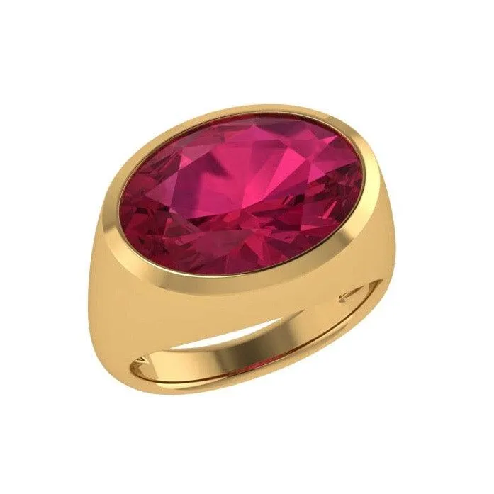 Ruby Gemstone Oval Ring 14K Gold