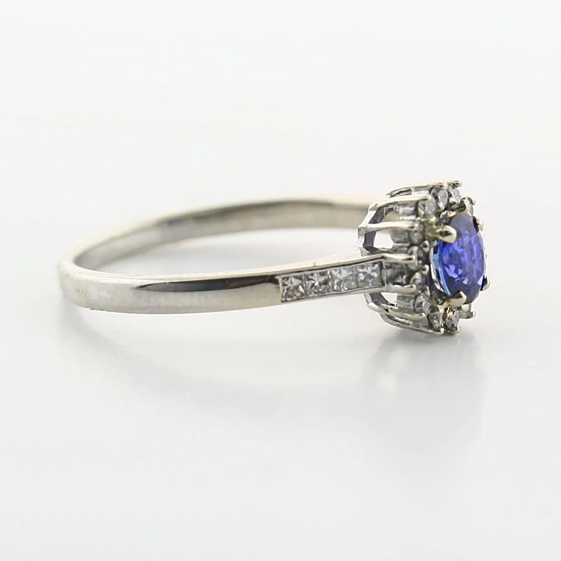Sapphire and Diamond Cluster Ring