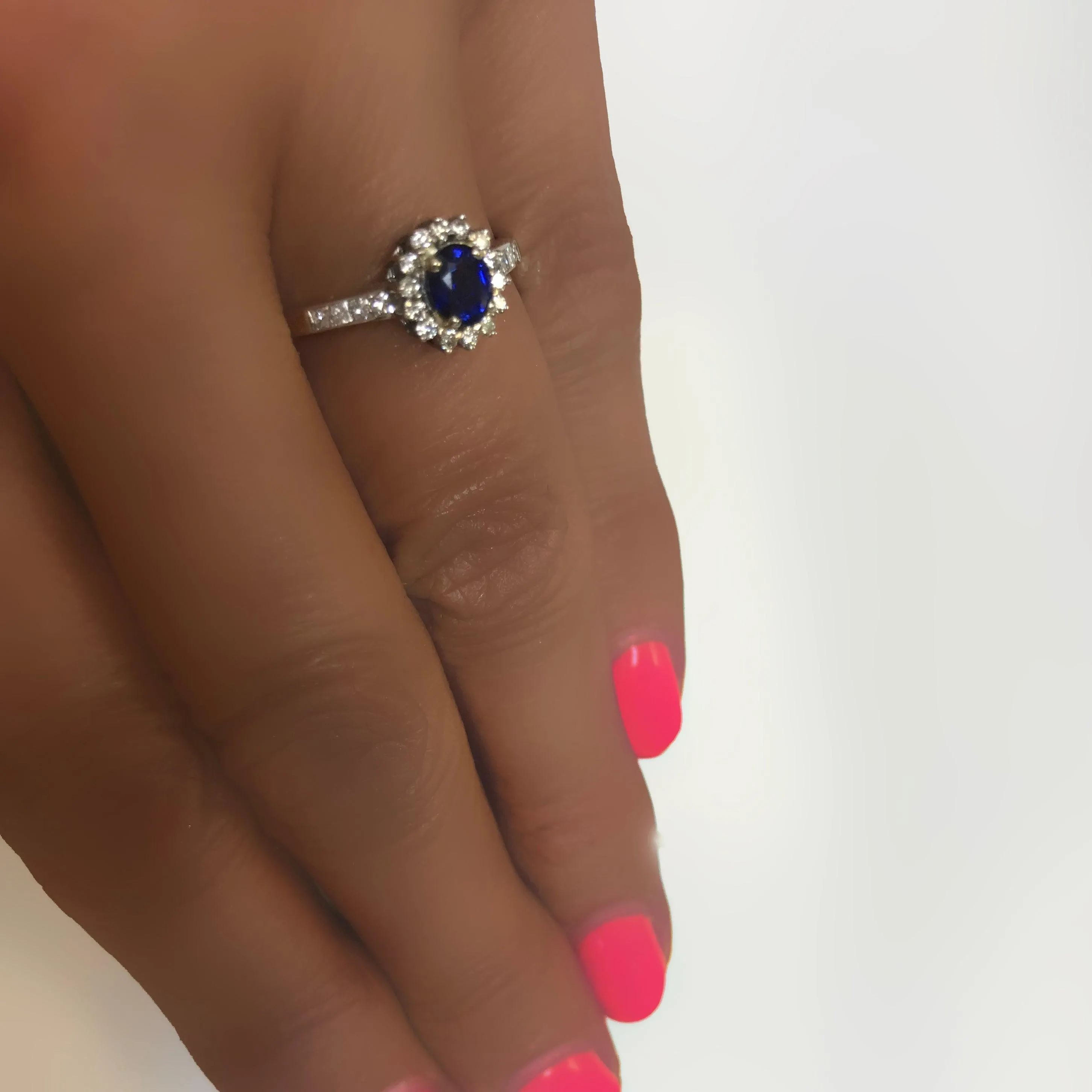 Sapphire and Diamond Cluster Ring