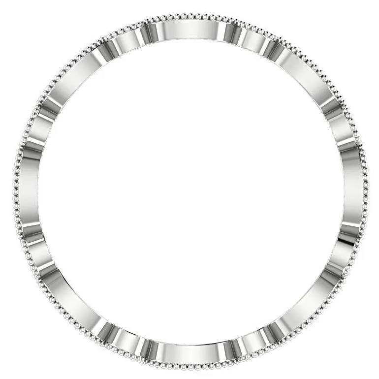 Sapphire and Diamond Milgrain Marquise and Dot Eternity Ring 14K White Gold