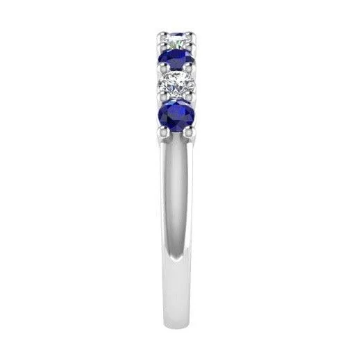 Sapphire and Diamond Semi Eternity Ring 14K Gold