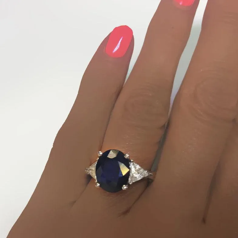 Sapphire Diamond Ring 14k White Gold