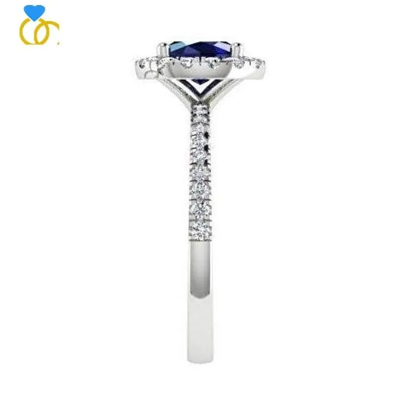 Sapphire Diamond Ring White Gold (0.26 carat t.w.)
