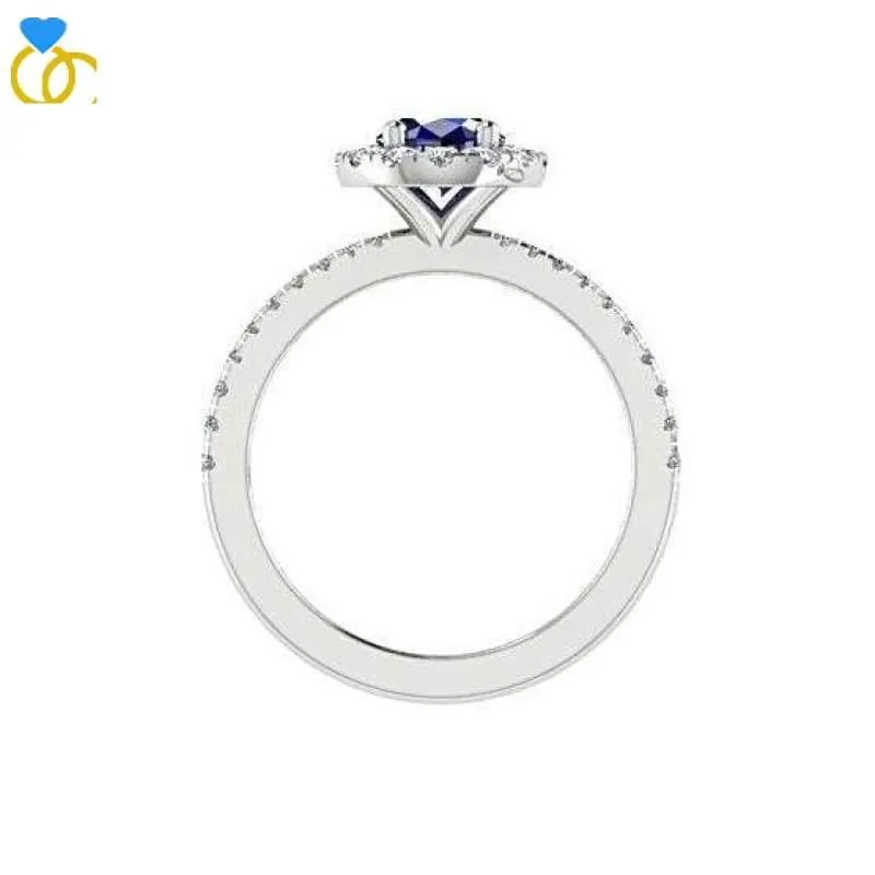 Sapphire Diamond Ring White Gold (0.26 carat t.w.)