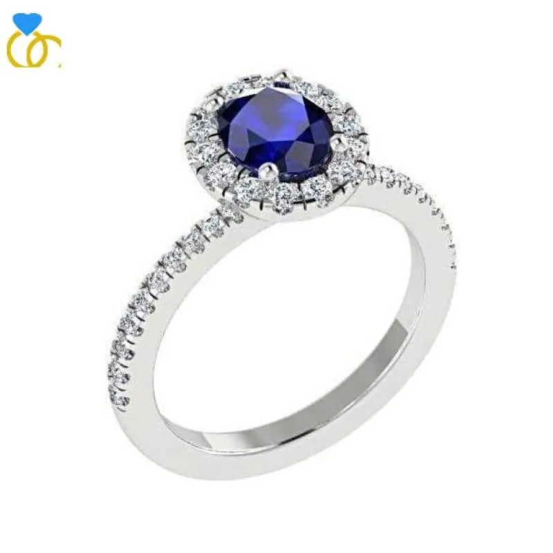 Sapphire Diamond Ring White Gold (0.26 carat t.w.)