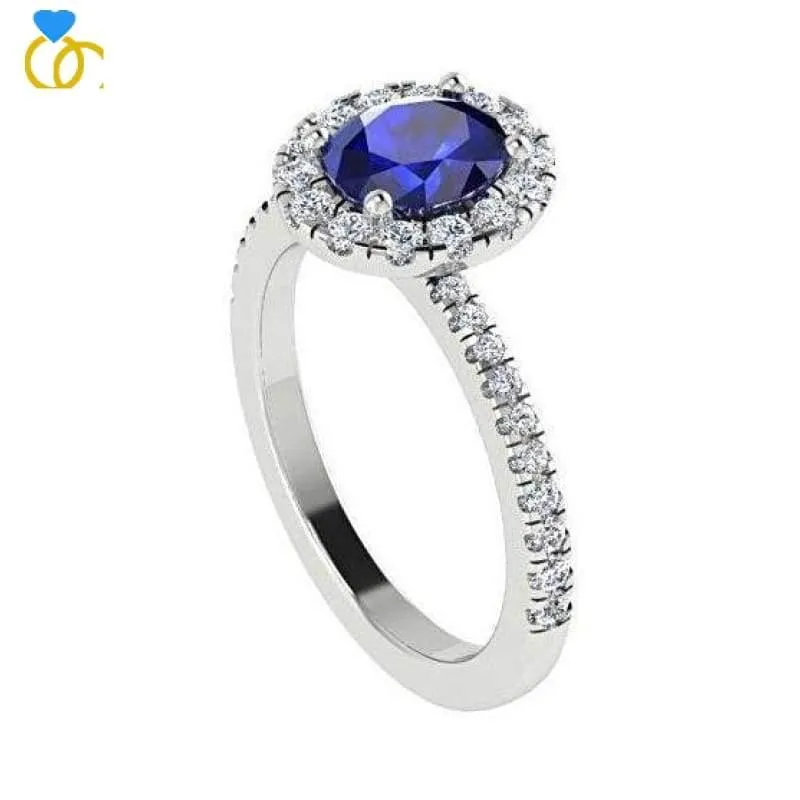 Sapphire Diamond Ring White Gold (0.26 carat t.w.)