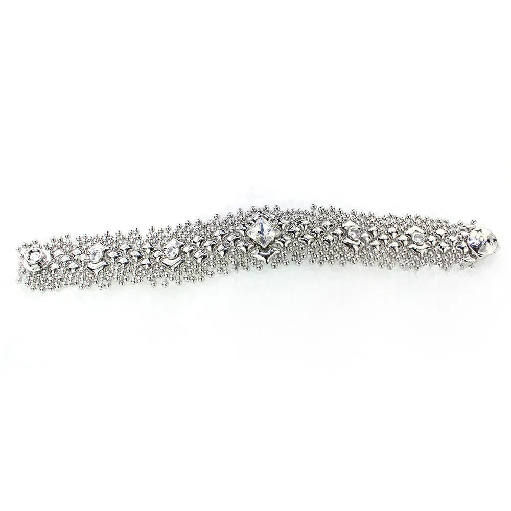 SG Liquid Metal ICB6-N Chrome Finish Bracelet with Swarovski Crystal by Sergio Gutierrez