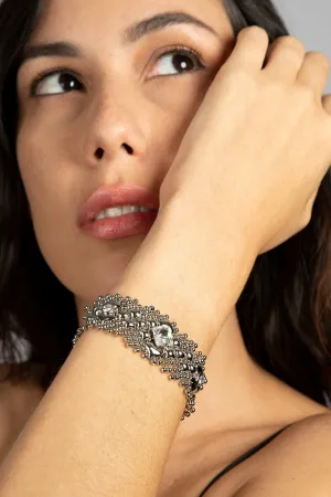 SG Liquid Metal ICB6-N Chrome Finish Bracelet with Swarovski Crystal by Sergio Gutierrez