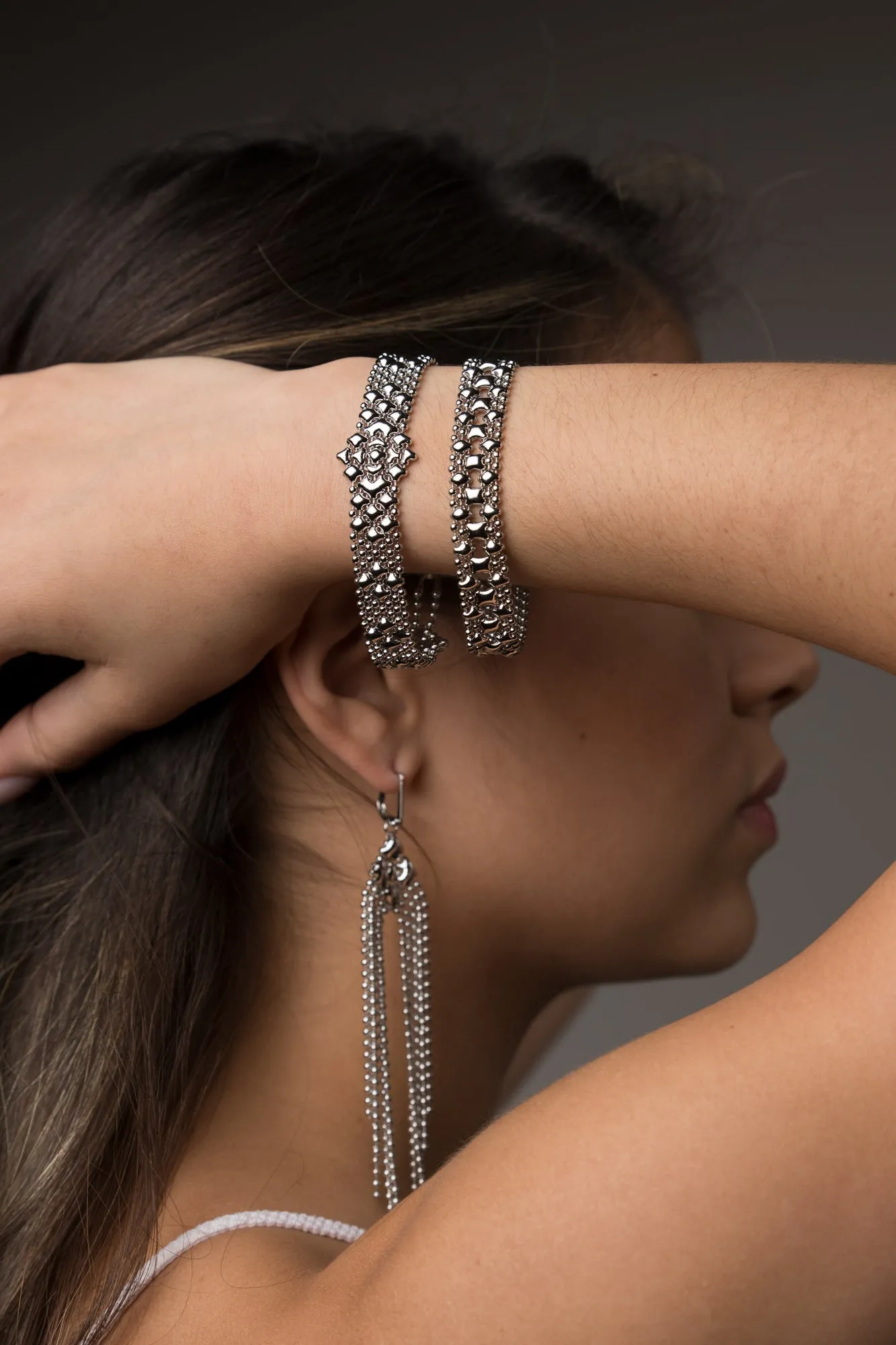 SG Liquid Metal MINI E - N Chrome Finish Bracelet by Sergio Gutierrez