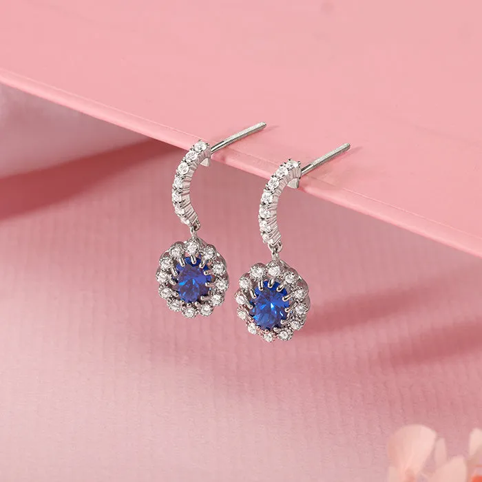 Silver Azure Floral Earrings