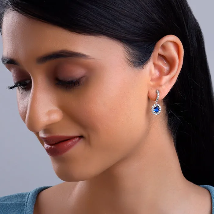 Silver Azure Floral Earrings