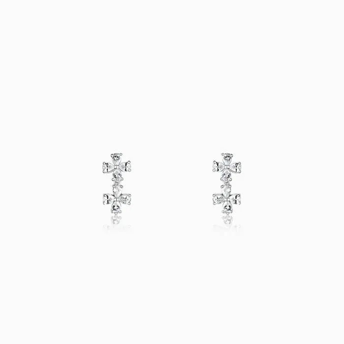 Silver Bedstraw Flower Earrings