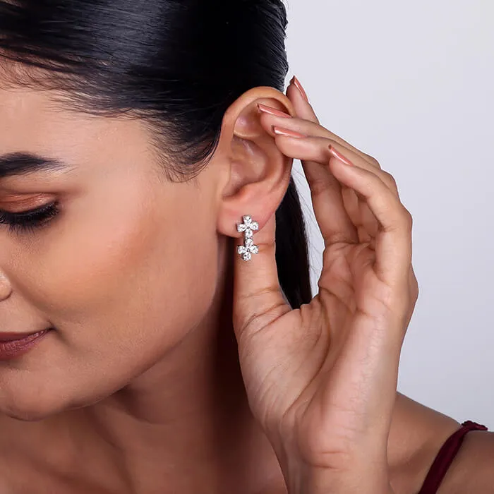 Silver Bedstraw Flower Earrings