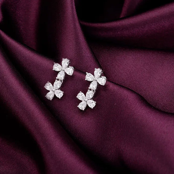 Silver Bedstraw Flower Earrings