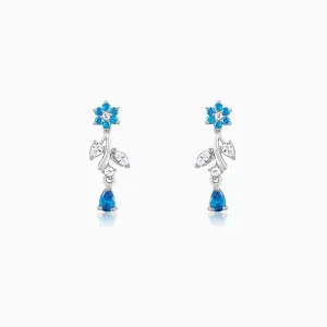 Silver Blue Daisy Earrings