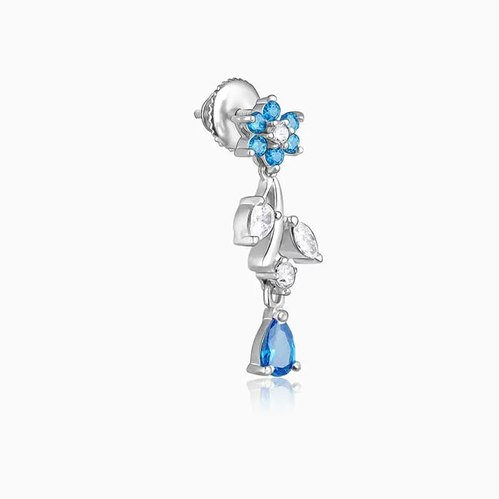 Silver Blue Daisy Earrings