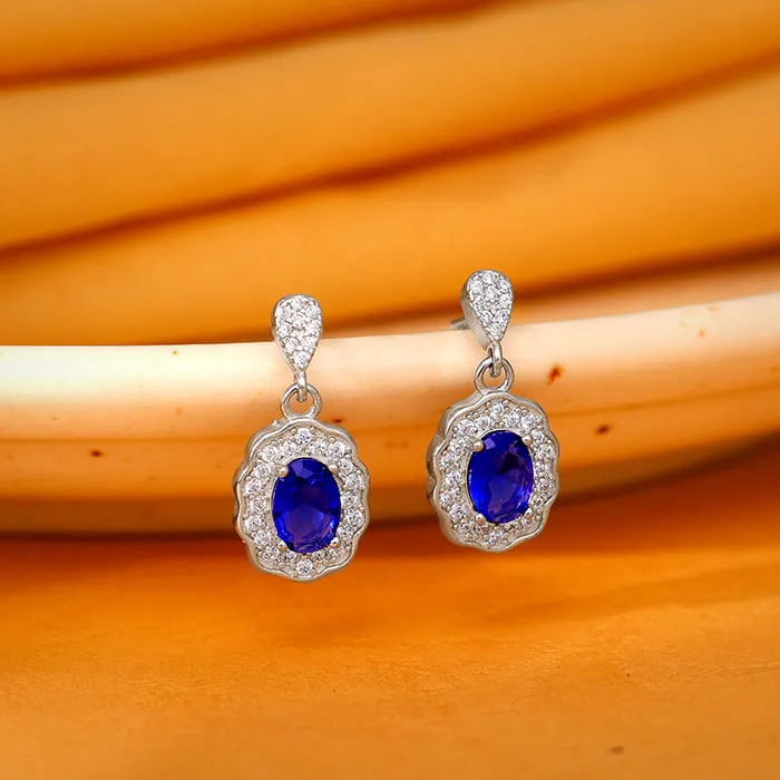 Silver Blue Floret Earrings