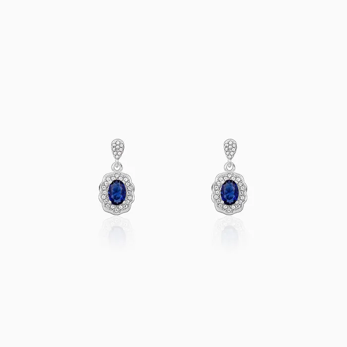 Silver Blue Floret Earrings