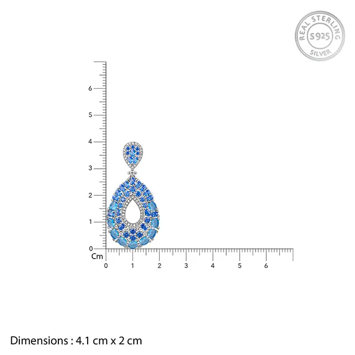 Silver Blue Pear Earrings