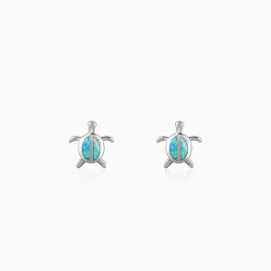 Silver Blue Turtle Studs