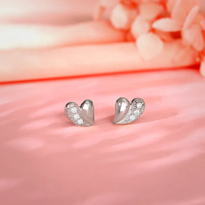 Silver Bonded Love Stud Earrings