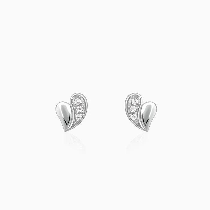 Silver Bonded Love Stud Earrings