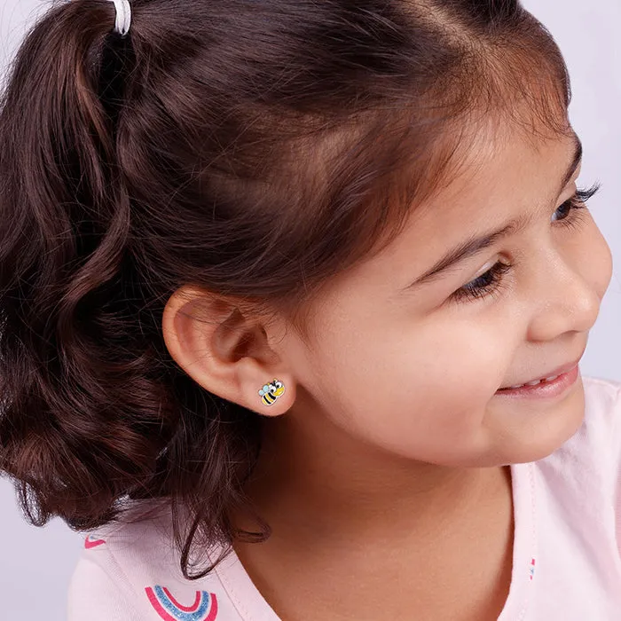 Silver Busy Bee Kids Earrings (4-12 yrs)