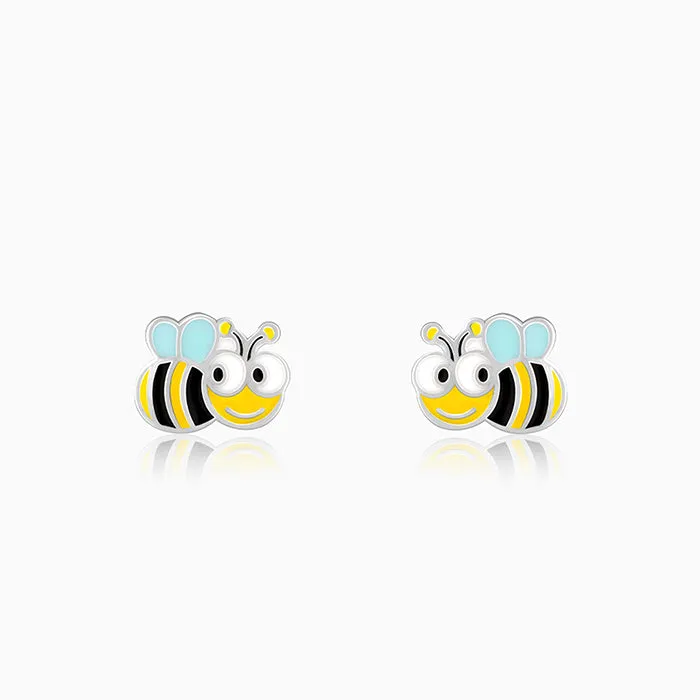 Silver Busy Bee Kids Earrings (4-12 yrs)