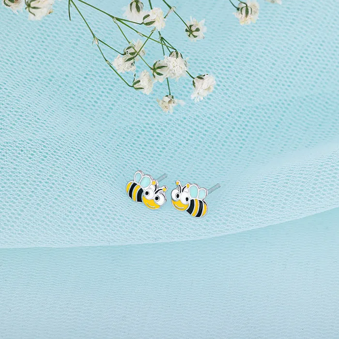 Silver Busy Bee Kids Earrings (4-12 yrs)