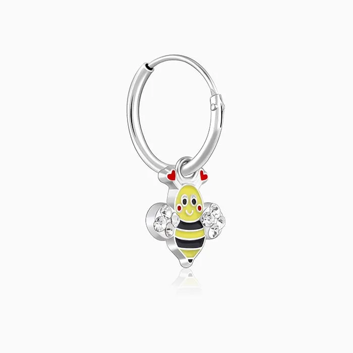 Silver Cheery Bee Kids Hoop Earrings (4-12 yrs)
