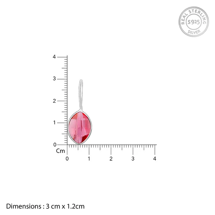 Silver Cherry Pink Crystal Earrings