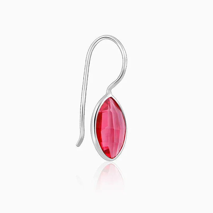 Silver Cherry Pink Crystal Earrings