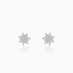 Silver Classic Flower Romance Earrings