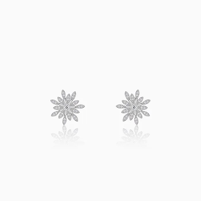Silver Classic Flower Romance Earrings