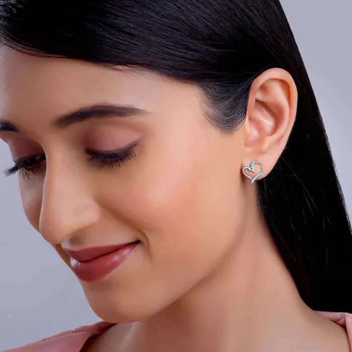 Silver Dewy Heart Studs