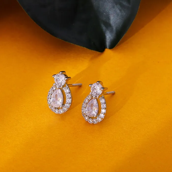 Silver Elegant Pear Drop Earrings